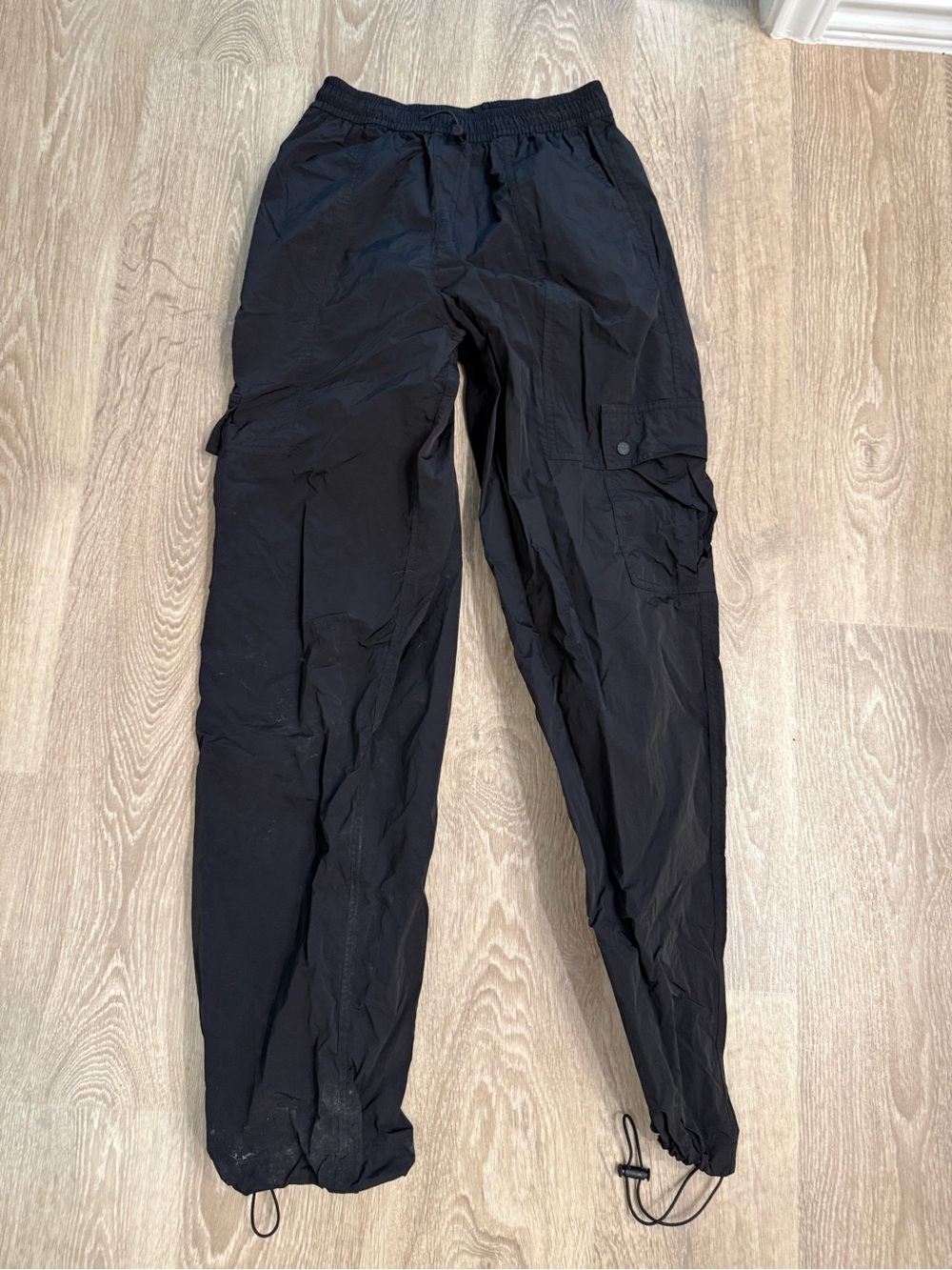 PINK Victoria's Secret Black Cargo Jogger Pants with Drawcord Cuffs
